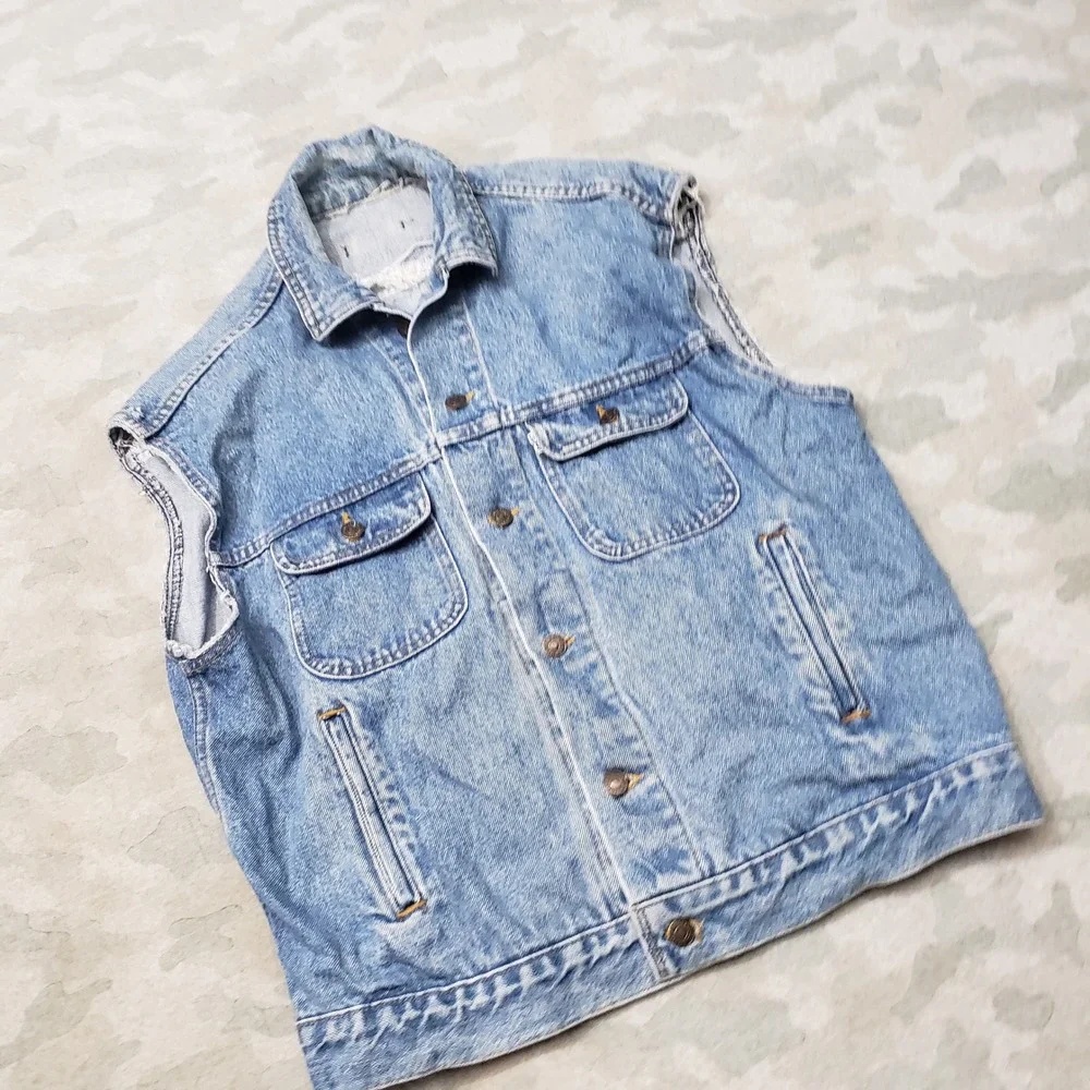VTG Levi's Vest Mens Medium Blue Trucker Biker Denim Medium Wash 80s
